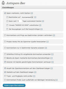 Antispam Bee Einstellungen